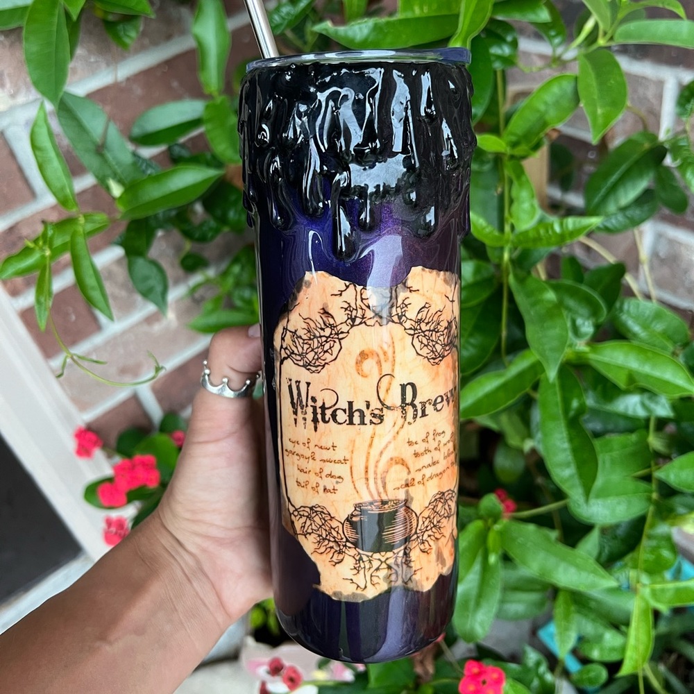 Halloween witch skinny tumbler 20oz